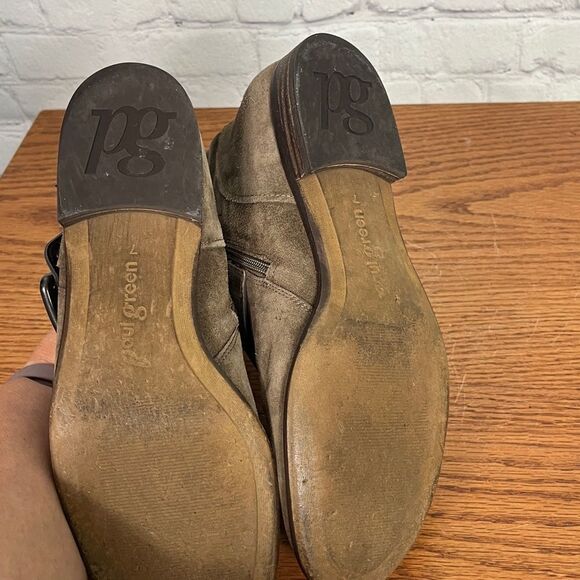 Paul Green Taupe/Gray Suede Buckle Ankle Boots stamped size 7eu or 9.5 us - Picture 6 of 9